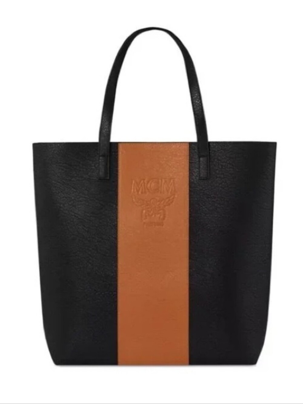 MCM Black & Tan Vegan Leather Tote Bag NWOT